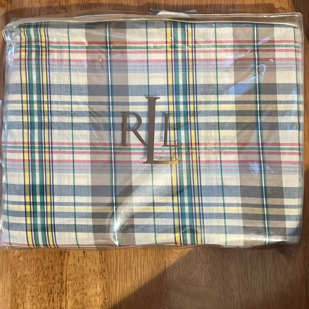 Ralph Lauren Madras Boathouse Plaid Twin Bedskirt.